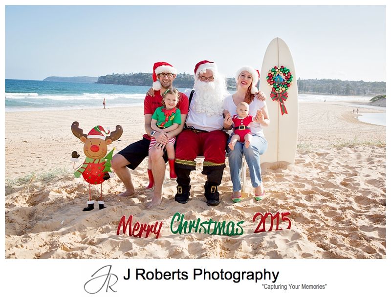 Aussie Santa Photos at Long Reef Beach Rain postponed day to fabulous sunny afternoon just before Christma